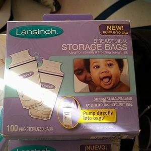 Lansinoh 100ct breast milk storage bags ×2 boxes